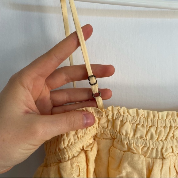 NWT Tularosa Stella Crop Top in Butter Yellow Ruffle Embroidered Smocked XXS - Picture 5 of 11